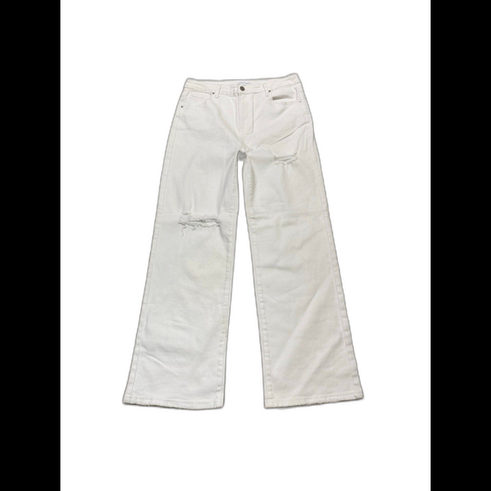 NWT Risen High-Rise Straight Distressed Jeans White Y2K Stretch Denim Size 15/32